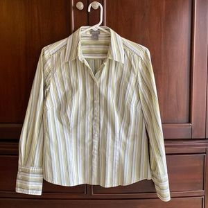 Ann Taylor Green Strip Button Down